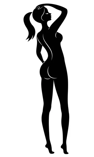 Silhouette d'une gentille dame debout. La fille a une belle silhouette. Illustration vectorielle . — Image vectorielle