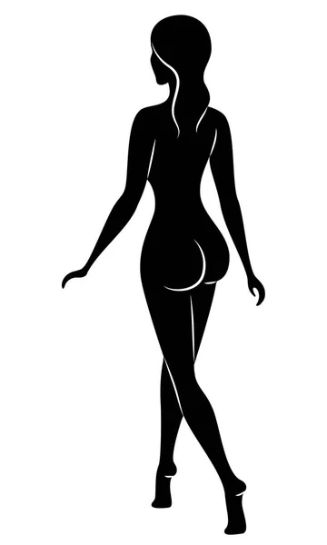 Tatlı bir hanımefendinin silueti. Kızın çok güzel ince bir figürü var. Vektör çizimi.