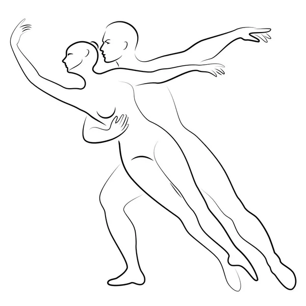 Silhouette d'une jolie dame et de la jeunesse, ils dansent le ballet. La femme et l'homme ont de belles silhouettes minces. Fille ballerine et petit ami danseuse. Danseuse de ballet. Illustration vectorielle — Image vectorielle