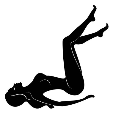 Tatlı bir bayanın silueti, yalan söylüyor. Kızın çok güzel bir çıplak figürü var. Bir kadın genç seksi ve ince bir modeldir. Vektör çizimi