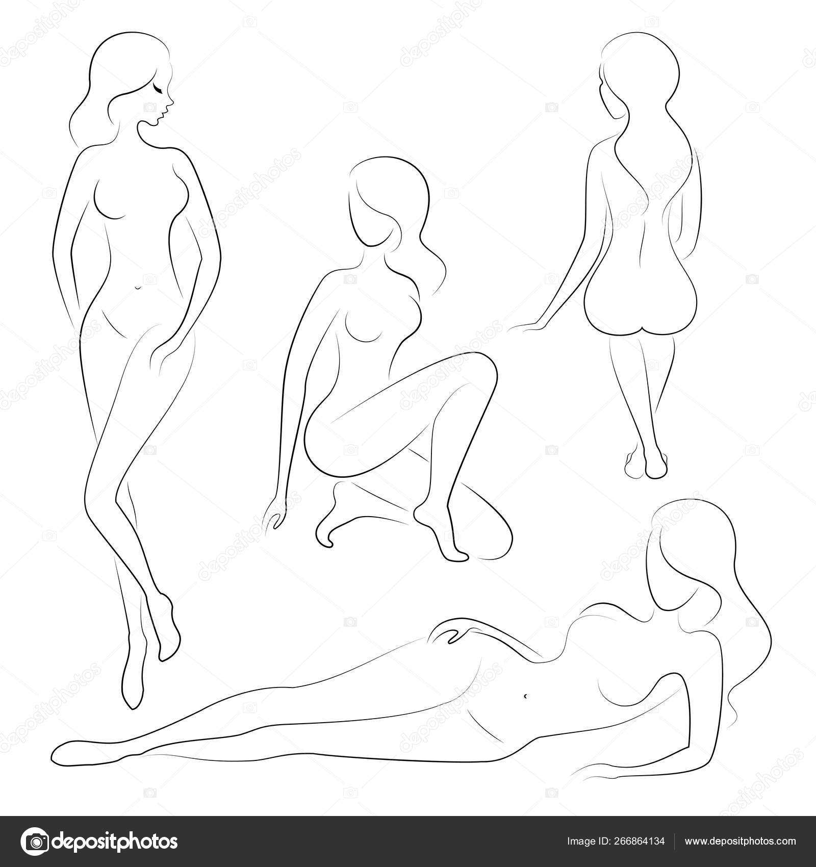 コレクション 美しい女性のシルエット 美しい女の子は異なるポーズで座っています 女性の姿は裸で フェミニンでスレンダーです ベクトルイラストのセット ストックベクター C Pavlenko3014 Gmail Com