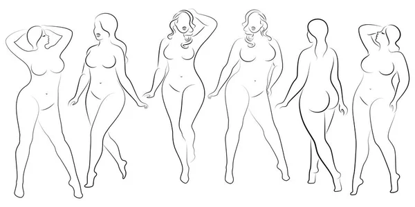 Koleksiyon. Sevimli bir bayan siluet, o bale dans ediyor. Kadın kilolu. Kız tombul ve ince. Kadın balerin, jimnastikçi. Vektör illüstrasyon seti