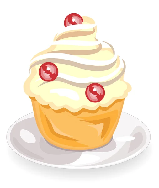 Ikona kwiat pyszne Muffin. Ciasteczko z kremowym wypełnieniem ozdobi każdy tort wakacyjny. Ciasto przychodzi do herbaty i kawy jako deser. Ilustracja wektorowa — Wektor stockowy