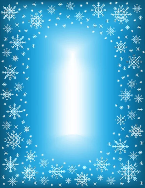 Origineel frame voor Foto's en tekst. Opengewerkte sneeuwvlokken op een blauwe achtergrond creëren een feestelijke sfeer. Een prachtig cadeau voor Kerstmis en Nieuwjaar. Vector illustratie — Stockvector