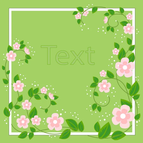 Beautiful frame for photography and text. Delicate rosewood flowers. Spring background. vector illustration — Stock Vector