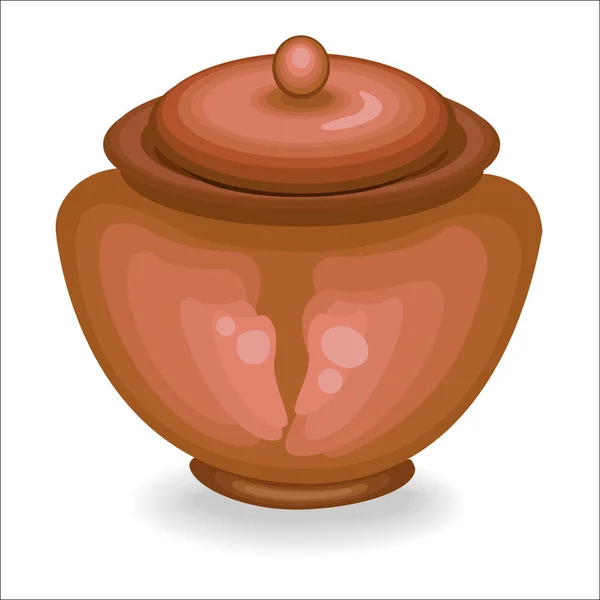 Utensilios. La olla de arcilla es necesaria para el hogar en la cocina. En ella preparan la comida. La cerámica es necesaria para una dieta saludable. Ilustración vectorial — Vector de stock