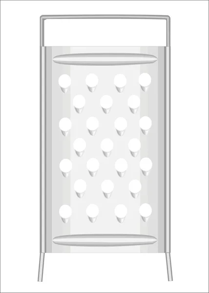 El tema de los utensilios de cocina. El rallador es necesario a la economía en la cocina para el tratamiento hortalizas, la fruta. Ilustración vectorial — Archivo Imágenes Vectoriales