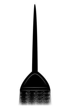 Renk karıştırma plastik Kuaför fırça, saç fırçası, kroki tarzı vektör çizim metin için yer ile. Saç fırçası, fırça, Kuaför aracı için diş beyazlatma ve renklendirme saç boyama