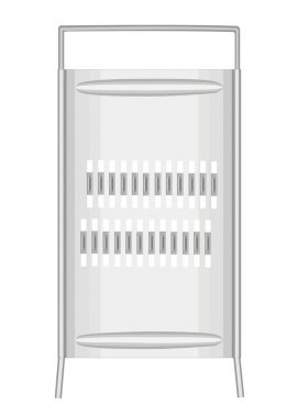 Mutfak gereçleri konusu. Grater sebze işleme için mutfakta gereklidir, Kore havuç dilimleme. Vektör çizimi