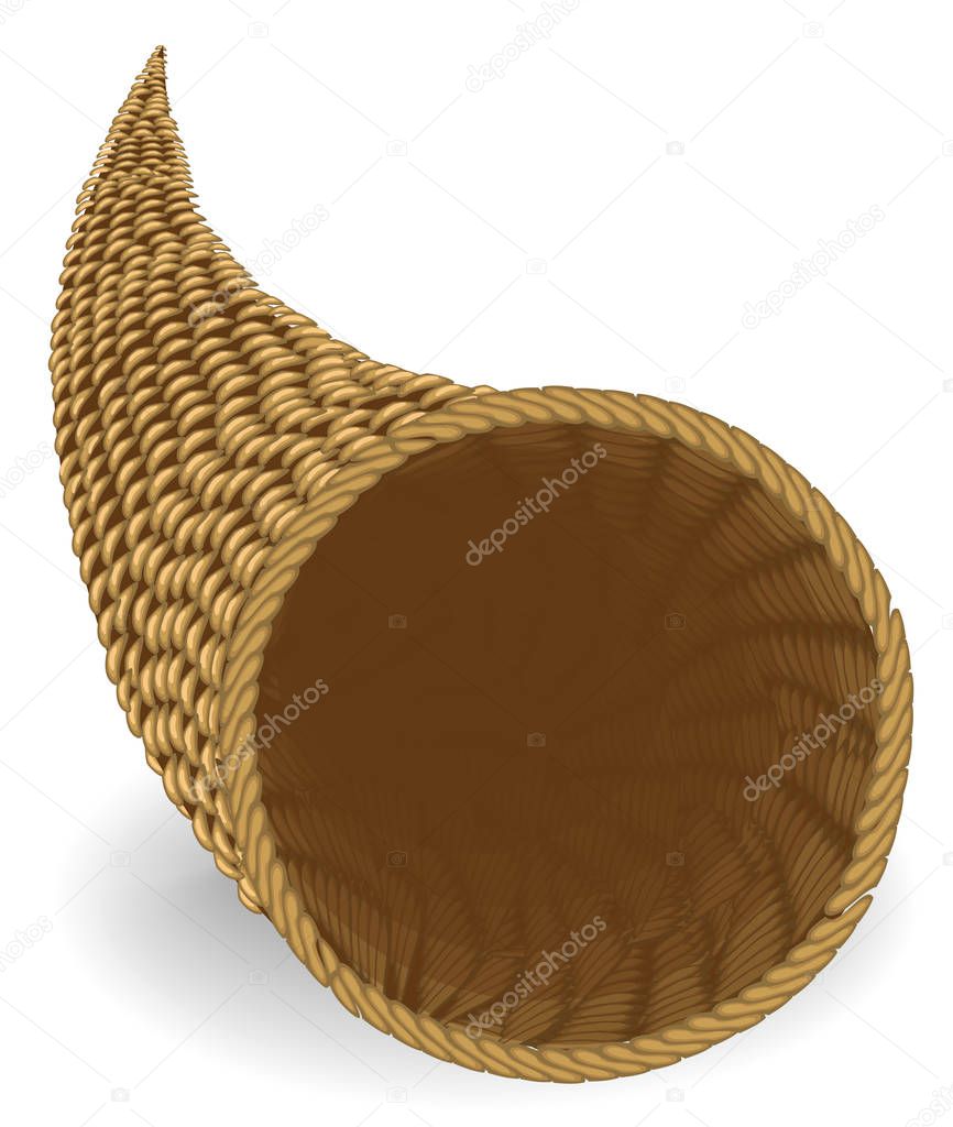 Cornucopia. Capacity ssel for keeping foods, different things. The symbol of wealth. Vector illustration.