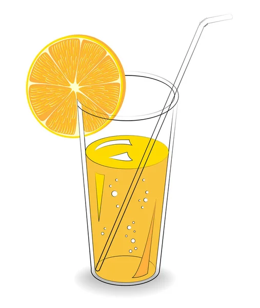 Köstliches Erfrischungsgetränk. in einem Glas natürlichen Fruchtsaft, eine Scheibe Orange, Mandarine. Vektorillustration — Stockvektor