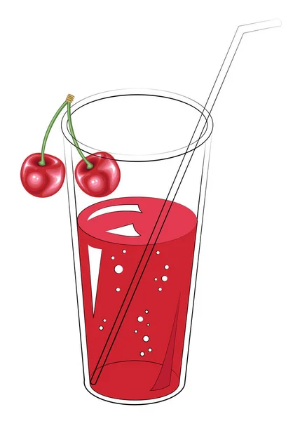 Köstlich erfrischendes gesundes Getränk. ein Glas natürlichen Fruchtsaft. Kirschbeeren-Design. Vektorillustration — Stockvektor