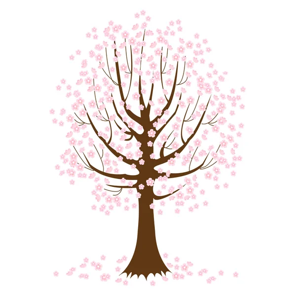 Árvore florescente bonito. Fundo de primavera. Ilustração vetorial — Vetor de Stock