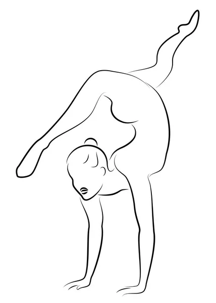Silhouette de dame mince. Gymnaste. La femme est flexible et gracieuse. Image graphique. Illustration vectorielle — Image vectorielle