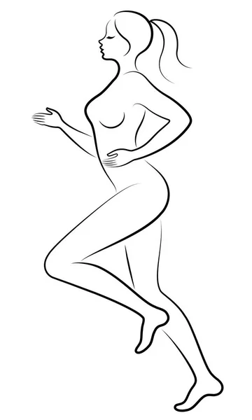 Silhouette de dame mince. La fille fuit. La femme va faire du sport, renforce la santé. Illustration vectorielle — Image vectorielle