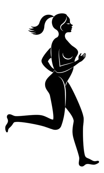 スレンダーな女性のシルエット。女の子は走っています。女性はスポーツのために行く、健康を強化します。ベクトルイラスト. — ストックベクタ
