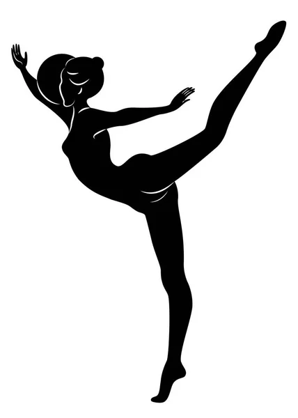 Silhouette de dame mince. La fille joue la balle. Femme gymnaste. Image graphique. Illustration vectorielle . — Image vectorielle