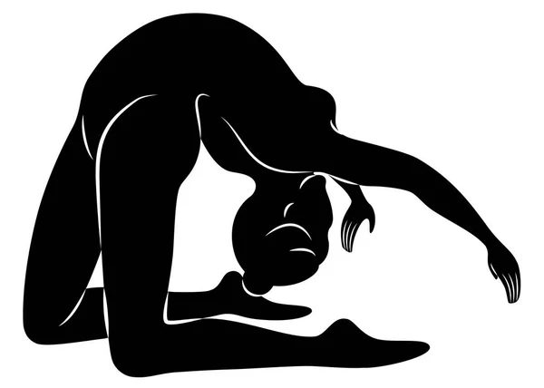 Silhouette de dame mince. Gymnaste. La femme est flexible et gracieuse. Elle saute. Image graphique. Illustration vectorielle — Image vectorielle