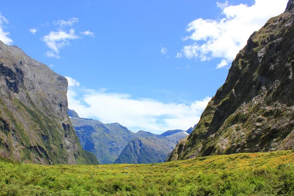 View towards milford sound in new zealand — Stock Photo, Image