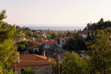     Mimari eski Nikiti Köyü, Sithonia, Chalkidiki, Yunanistan 