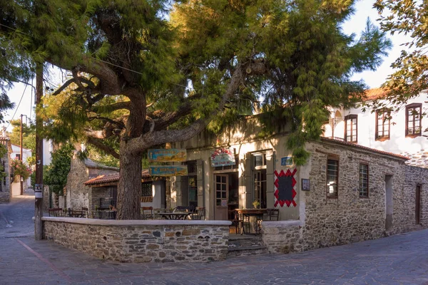 Деревня Никити Халкидики Греция Сентября 2017 Хорошее Маленькое Кафе Старой — стоковое фото