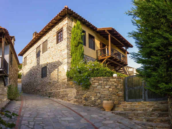 Mimari Eski Nikiti Köyü Sithonia Chalkidiki Yunanistan — Stok fotoğraf