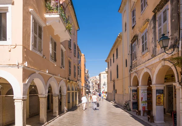 Giugno 2018 Corfù Grecia Strada Nel Centro Storico Dell Isola — Foto Stock