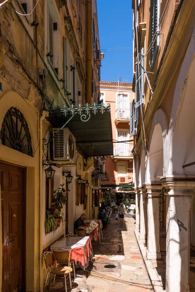 Giugno 2018 Corfù Grecia Strada Nel Centro Storico Dell Isola — Foto Stock