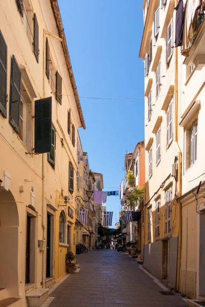 Giugno 2018 Corfù Grecia Strada Nel Centro Storico Dell Isola — Foto Stock