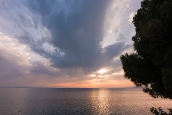 Herrliche Meeres Und Himmelsfarben Der Abenddämmerung Sithonia Chalkidiki Griechenland — Stockfoto