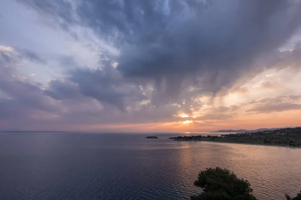 Lindas Cores Mar Céu Entardecer Sithonia Chalkidiki Grécia — Fotografia de Stock