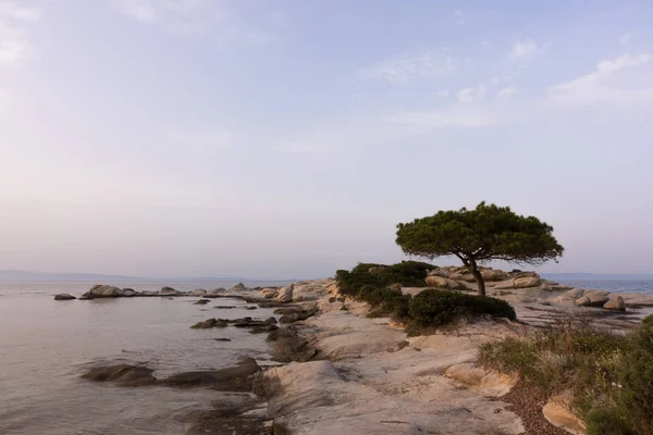 Hermosos Colores Del Mar Cielo Atardecer Vourvourou Chalkidiki Grecia — Foto de Stock