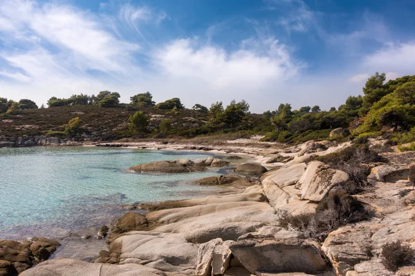 Дивовижні Пейзажі Березі Моря Diaporos Острова Сітона Халкідікі Греція — стокове фото