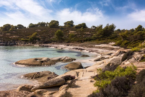 Paisagens Incríveis Beira Mar Ilha Diaporos Sithonia Chalkidiki Grécia — Fotografia de Stock