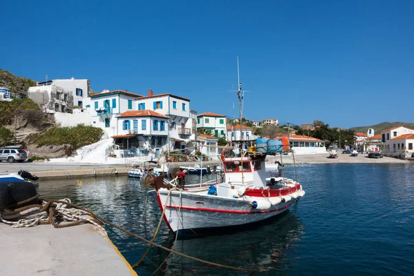 Vista Para Pitoresco Porto Ilha Stratis Grécia — Fotografia de Stock