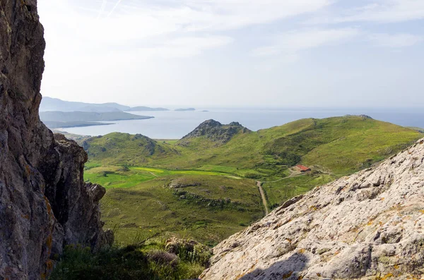 Lemnos adasında inanılmaz dağlık manzara, Yunanistan 