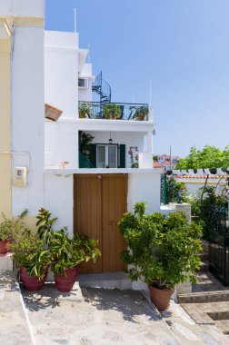 17 Haziran 2019 - Skopelos island, Yunanistan - Skopelos adasının Chora köyünde mimari, Yunanistan