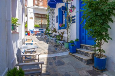 Skopelos adasının Chora köyünde mimari, Yunanistan
