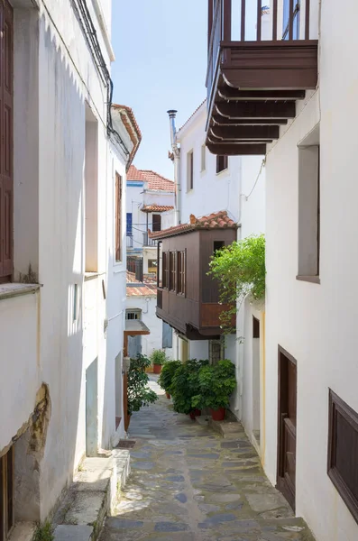 Architektur Chora Dorf Der Insel Skopelos Griechenland — Stockfoto