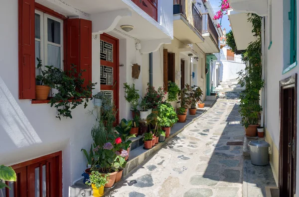 Architektura Wiosce Chora Wyspie Skopelos Grecja — Zdjęcie stockowe