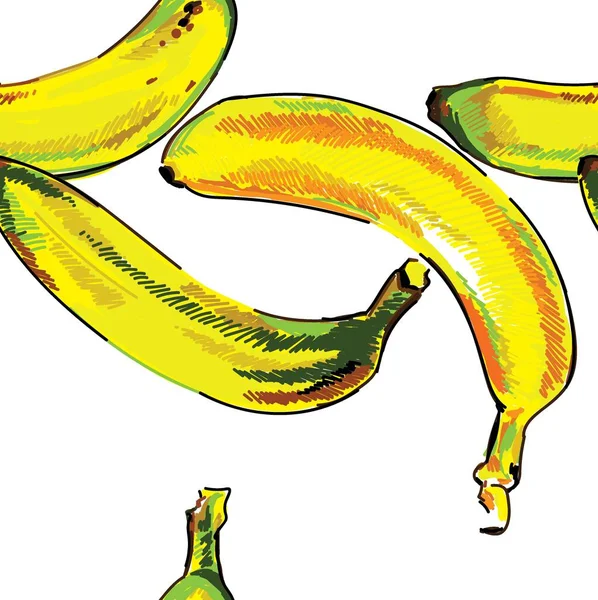 Modèle Sans Couture Avec Des Bananes Fruits Mûrs Fond Multicolore — Image vectorielle