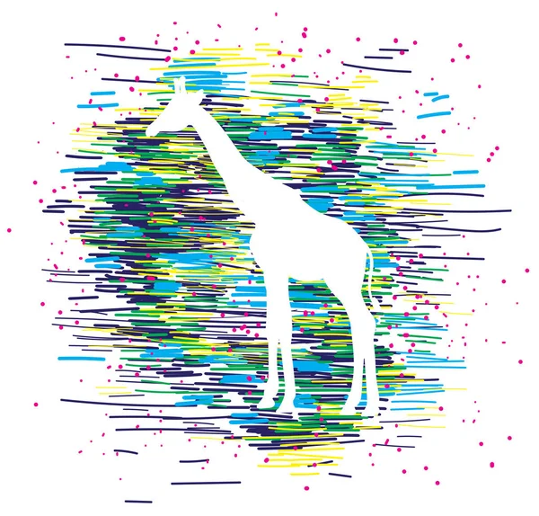 Impressão Elegante Com Silhueta Girafa Padrão Multicolorido Brilhante Listras Padrão —  Vetores de Stock