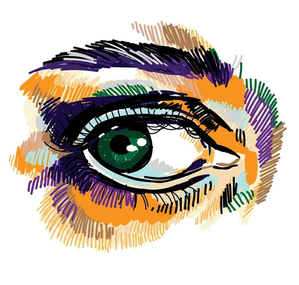 Olho Masculino Com Sobrancelha Olho Uma Estátua Antiga Desenho Multicolorido — Vetor de Stock