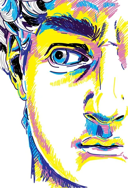 Yunan heykel genç adam. Yunan heykeli Yenileme, ünlü heykel. Çizim işaretleri, pop art. Şık poster.