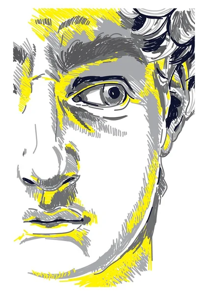 ギリシャの彫刻青年ギリシャの彫像リニューアル 有名な彫刻 描画マーカー ポップアート スタイリッシュなポスター — ストックベクタ