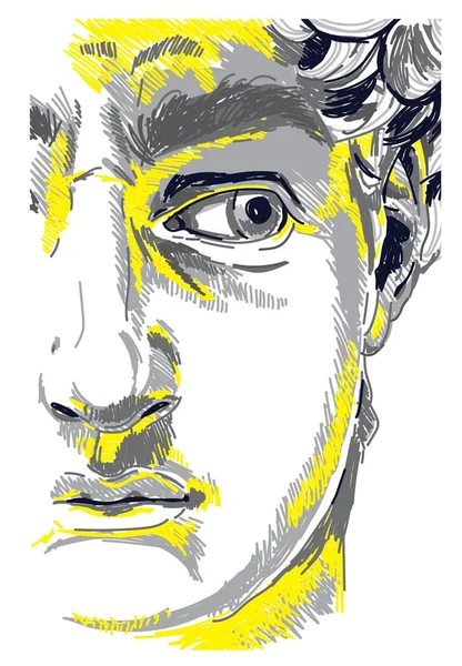 Yunan heykel genç adam. Yunan heykeli Yenileme, ünlü heykel. Çizim işaretleri, pop art. Şık poster.