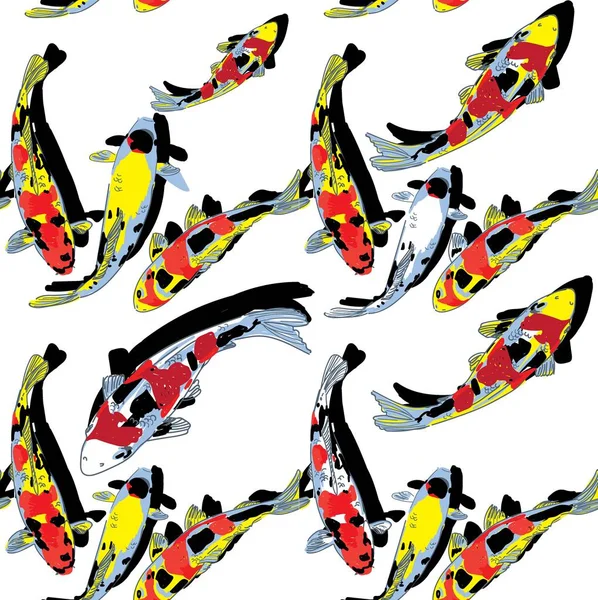 ปแบบท รอยต บคาร ปโคอ ปลาในสระ คาร ปหลายส ปแบบท สไตล ปแบบญ — ภาพเวกเตอร์สต็อก