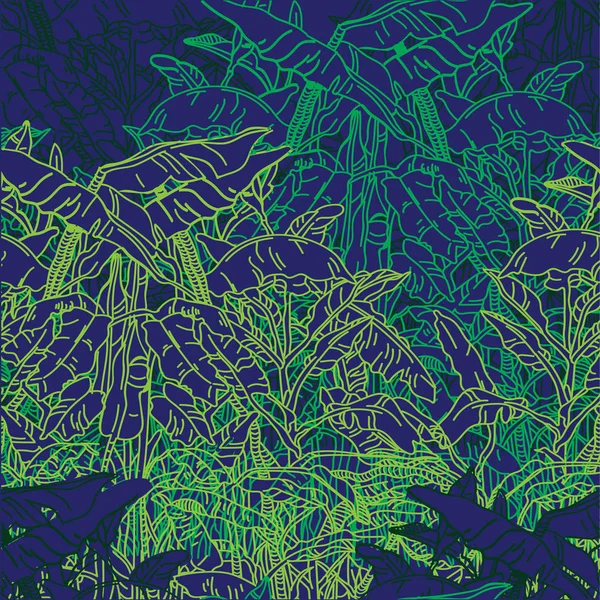Nahtloses Muster Mit Bananenpalmen Tropen Dschungel Exotischer Druck Sommerlicher Hintergrund — Stockvektor