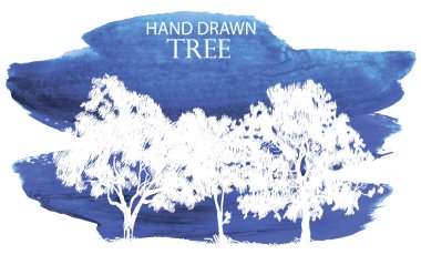 Bahçedeki ağaçlar. Eski tarz bir figür. Zeytin ağaçları, elma ağaçları .