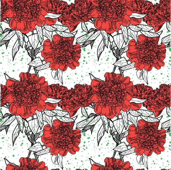 Seamless pattern with big flowers. Exotic plants, tropics. Stylish summer background.